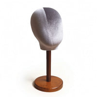 Velvet Head Form Stand Solid Mannequin Head with Wooden Base Compact