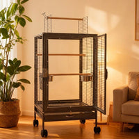 Large Bird Cage with Acrylic Panels, Transparent Parrot Cage on Rolling Stand with Open Top for Parakeets Lovebirds and Budgie Parakeet Home