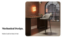 Upholstered Counter Stool with Rear Supportrest Rustic Design Bar Chair Light Luxury Design Easy Assembly for Adults