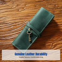 Retro Artistic Pen Roll, Genuine Leather, Premium Cowhide, Multi-Functional Organizer