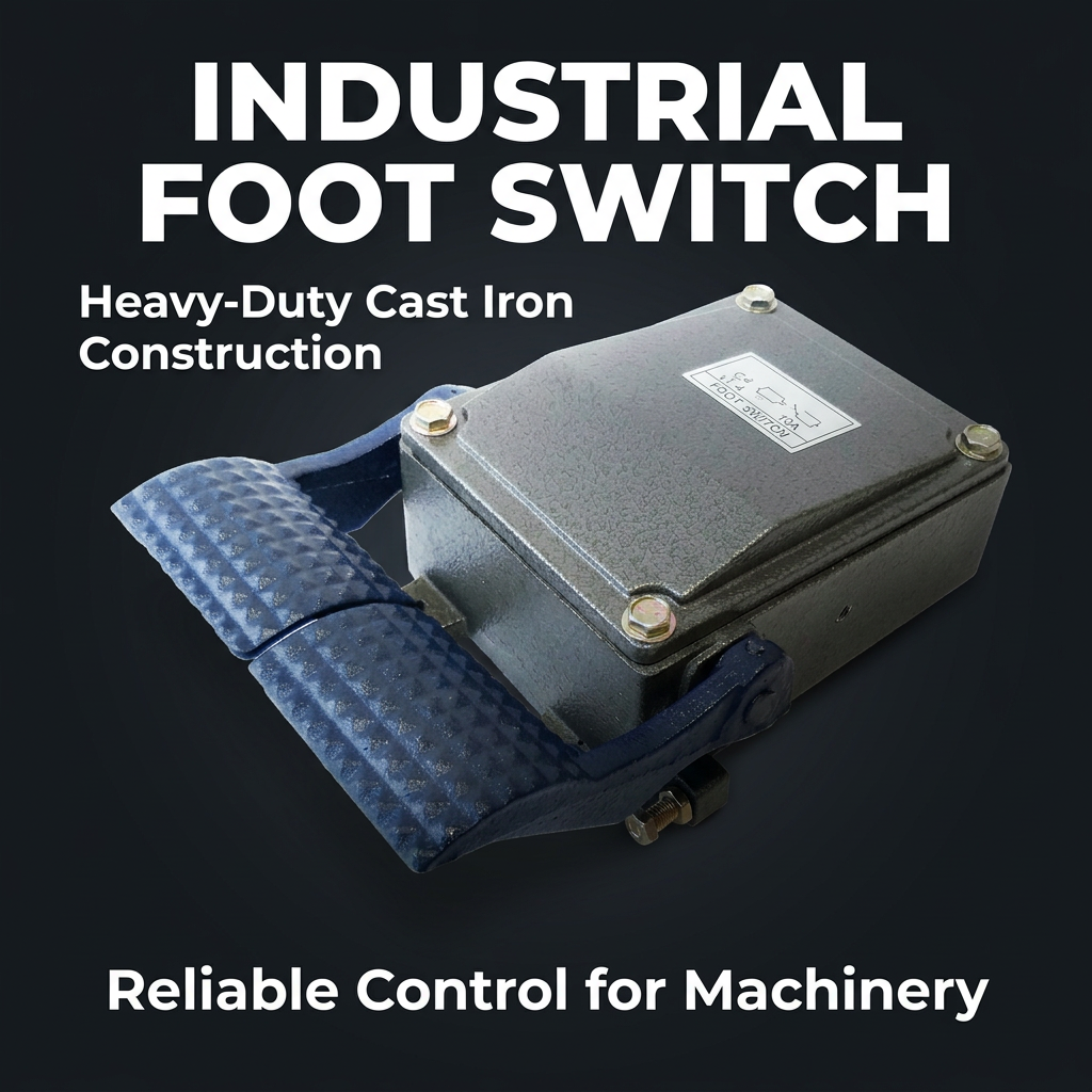 Heavy Duty Cast Iron Foot Pedal Switch -02, Industrial Foot Switch with 250V 15A, Foot Operated Power Switch for Control Equi