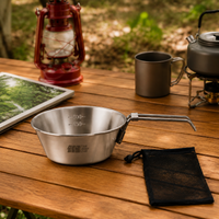 Stainless Steel Sierra Cup Foldable 6-Piece Set Camping Tableware Set For Solo Campers & Hikers
