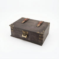 Wooden Storage Box with Lid Weathered Wooden Box with Hinged Lid Rustic Decorative Treasure Chest for Desktop