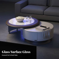2 Pieces strengthened glass top Extendable TV Stand and Coffee Table Set Modern and design Coffee Table and TV Stand Set With Storage Drawers Living Room Furniture for Families, property owners, Interior Design aficionados, Lounge Area