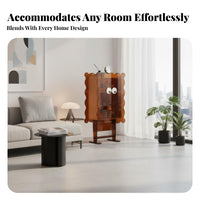 Rippled Door Side Cabinet Modern Design Nightstand Multi-Functional Space-Saving for Homeowners, Adults, Entryway, Small Spaces