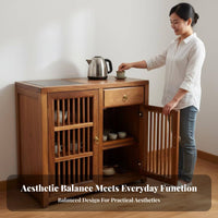 Wooden Tea Brewing Cabinet Chinese Design Living Room Furniture Space Saving Easy Assembly for Homeowners, Families, Home Office