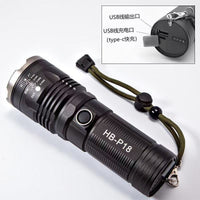 Zoomable White Laser Flashlight with Power Bank Function, 15W, Waterproof