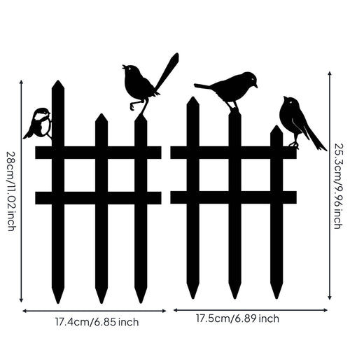 Black Bird Fence Plant Stake Cut Metal Birds on Fence Yard Art for Patio