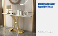 Contemporary Entryway Table, Marble Top, Metal Frame, Living Room