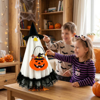 Halloween Porch Goose Costume with Pumpkin Bag Festive Lawn Goose Outfit with Witch Hat Playful Witch Costume with Pumpkin Bag Spooky for Homeowners, Decorators, Entryway, Yard