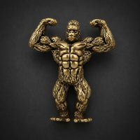 Brass Gorilla Figurine Textured Surface Creature Decor Gold-Toned