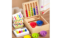 Child-Centered Color Sorting Game Concentration Training Bead Clipping Toy Set Multiple Ways to Play Wooden Bead Sorting Box for Youngsters, Kids