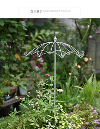 日单ins风铁艺雨伞花插爬藤架花园装饰摆件法式乡村庭院阳台摆设