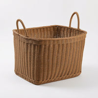 Woven Laundry Basket Open-Top Hamper with Handles Tapered for Bedroom, Bathroom