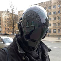 Futuristic Cyberpunk Helmet Mirrored Full-Face Helmet with Visor Cyber Headwear Sleek for Themed Events
