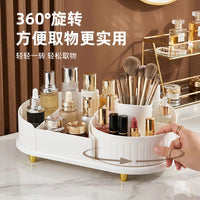 Multi-Compartment Cosmetic Organizer with Lid, Plastic, Simple Style, for Brushes and Lipstick