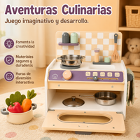 Wooden Toy Kitchen for Girls, Educational Play Kitchen with Accessories, Pretend Play Set for Girls, 33.5x21x32.3cm