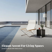 Foldable Canvas Recliner Japanese Design Lounge Chair Comfortable Minimalist Design for Readers, Seniors, Balcony, Patio
