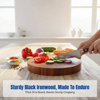 Thick Black Ironwood Cutting Board, Hardwood Kitchen Chopping Board, Double-Sided, Home Use