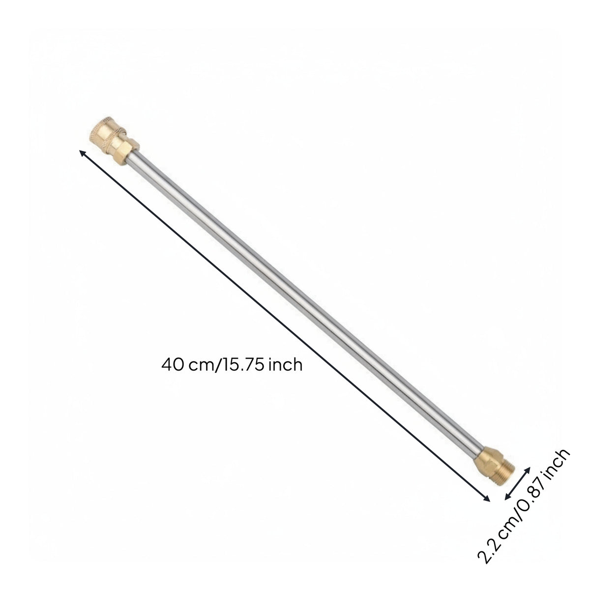 Threaded Ends Pressure Washer Extension Wand Slim 40 Cm Extension Wand Brass-Colored Stainless Steel Lance