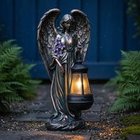 Resin Angel Lamp Statue Weather-Resistant Outdoor Decor Gift Ready Box for Yard