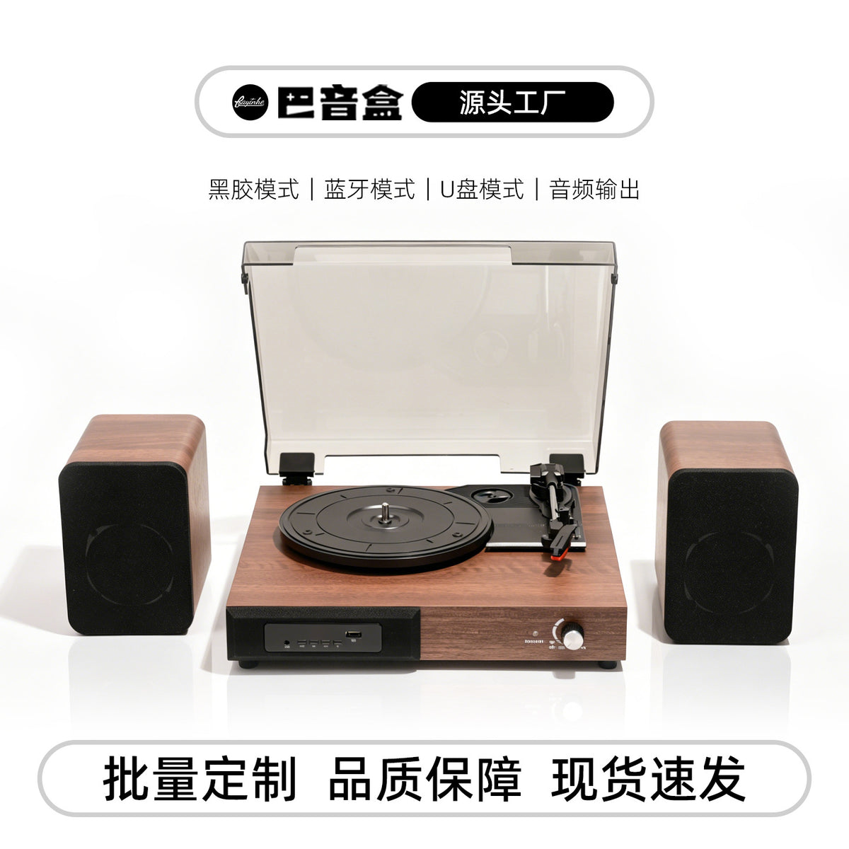 Multifunctional Vintage Turntable with Bluetooth Speaker and USB Playback