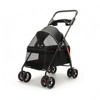 Pet Stroller with Storage Basket 4-Wheel Foldable Pet Stroller Long-Lasting