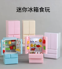 Miniature Double-Door Refrigerator with Light - 1:12 Scale Dollhouse Kitchen Model