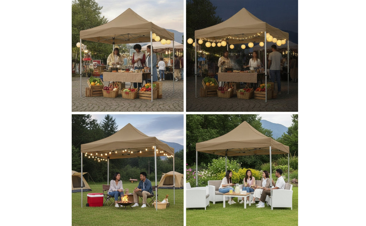 Market Tent Outdoor Canopy Tent with Metal Frame Portable Shelter from the Sun for Vendors, Merchants, Markets, Fairs