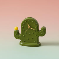 Ceramic Desk Clock Quiet Mechanism Green Novelty Table Clock Creative Home Decor Decoration for Bedroom, Living Room, Office