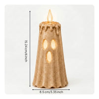 Stone-Look Ghost Flameless Candles Spooky Ghost Candle Halloween Candle with LED Flame Battery-Operated for Mantel, Tabletop
