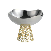 Pedestal Bowl Gold-Tone Serving Bowl with Pedestal Lattice-Style