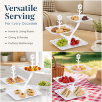 Tiered Serving Stand, Matte White Cupcake Stand for Coffee Table, Premium Dessert Display Stand, Creative Food Risers for Afternoon Tea