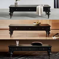 Coffee Table with Drawers Solid Wood Oak Coffee Table Vintage for Living Room