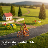 Miniature Cyclist Figurine Collectible Two-Wheeler Cyclist Scale Model Tiny Person on Bike Model High Fineness Display Scene