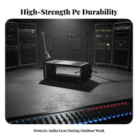 Rack Mount Carrying Container Portable 2U Rack Container Sturdy Safeguarding Container for Audio Engineers, Sound Technicians, on-Stage Performances