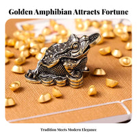 Feng Shui Wealth Frog Tea Pet Golden Toad Figurine Vintage Design