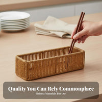 3-Compartment Cutlery Basket Woven Design Utensil holder Compartmentalized for RV