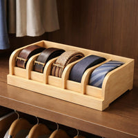 Belt Organizer Narrow Compartments Bamboo Drawer Organizer Open Top