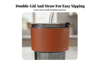 Heat-Resistant Glass Tumbler with Straw and Lid Stylish Design Glass Cup with Lid and Straw Portable for Students, Adults, Home, Travel, Car