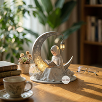 2D Reading Girl decor Ornament Presentable Ramadan Acrylic Moon decoration for Desktop, Cabinet Party Festival