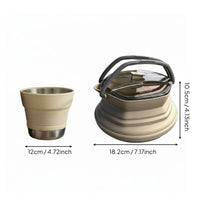 2 Pieces Collapsible Silicone Kettle and Cup Set Heat Resistant for Road Trips