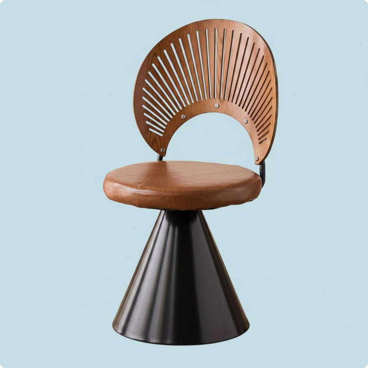Retro Wooden Vanity Chair Backrest Rotating Vanity Chair Upholstered Seat