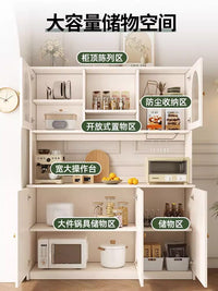 Cream Style Solid Wood Sideboard with Wine Cabinet, Storage Cabinet for Kitchen and Living Room