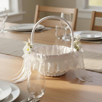 Folding Wedding Basket Portable Bridal Basket Artificial Flowers for Brides