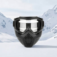 Adjustable Riding Goggles with Face Mask Non-Slip Motorcycle Goggles with Mask Breathable Detachable Face Guard Anti Scratch for Riders, Outdoor Workers