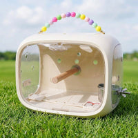 Portable Bird Cage and Acrylic Bird Cage for Parrot Travel, Outdoor Bird Cage with 4 Visibility Sides, Handheld Travel Cage with Removable Tray