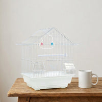 House Roof Small Bird Cage, Iron Wire Parakeet Cage for Budgie Parakeet, Secure Finch Cage with Removable Tray, Habitat for Finch Canary and Pets