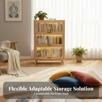 dustproofbrisproof dustproofsign Multi-Tier Shelf with Transparent Doors Floor-Standing Multi-Tier Cabinet with Doors bookshelf for Book Lovers, Homeowners, Collectors, Living Room, Study, Bedroom