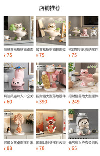 Lucky Cat Niche High-End Birthday Gift Entryway Desktop Ornament Store Front Decoration Office Decoration